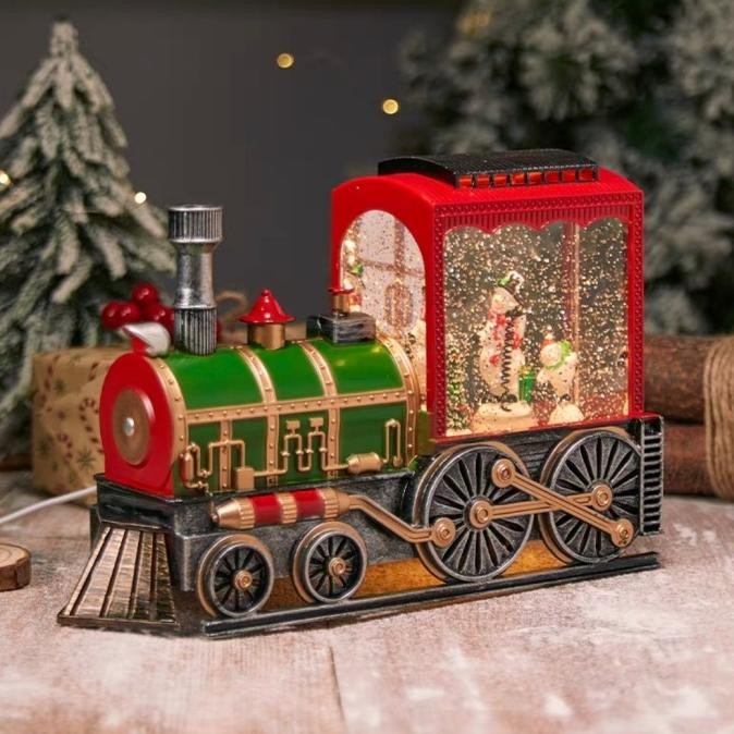 

Sale! Snowglobe Kereta Santa Putar Christmas Music Box Kado Kotak Musik Gold