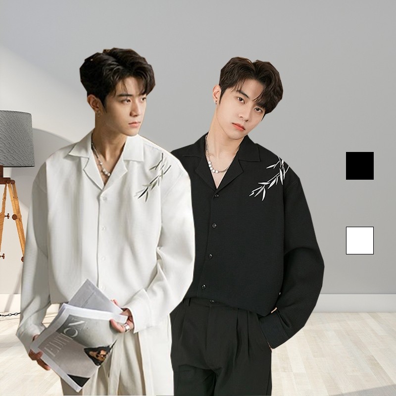 [HOT SALE] KEMEJA KOREAN STYLE PRIA KEMEJA KASUAL PRIA BAJU KEMEJA COWOK V NECK KEMEJA LENGAN