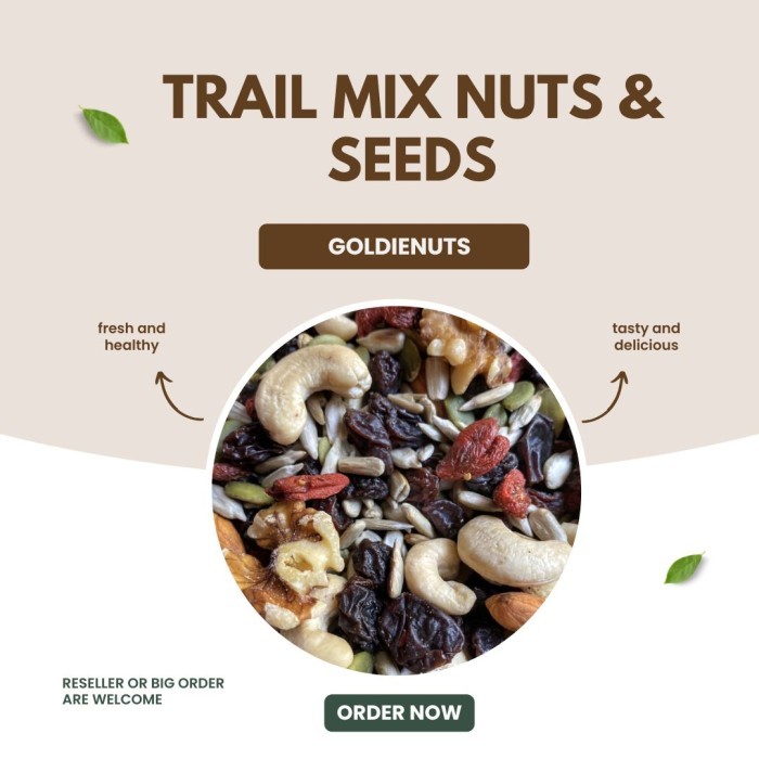 

Ready - Trail Mix Nuts Seeds (Goji Berry, Almond, Mete, Kismis) 500 Gr