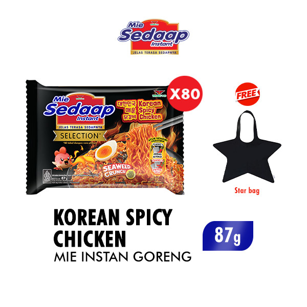 

Sedaap Mie Instan Korean Spicy Chicken Bag 87 gr x80 Free Star Bag