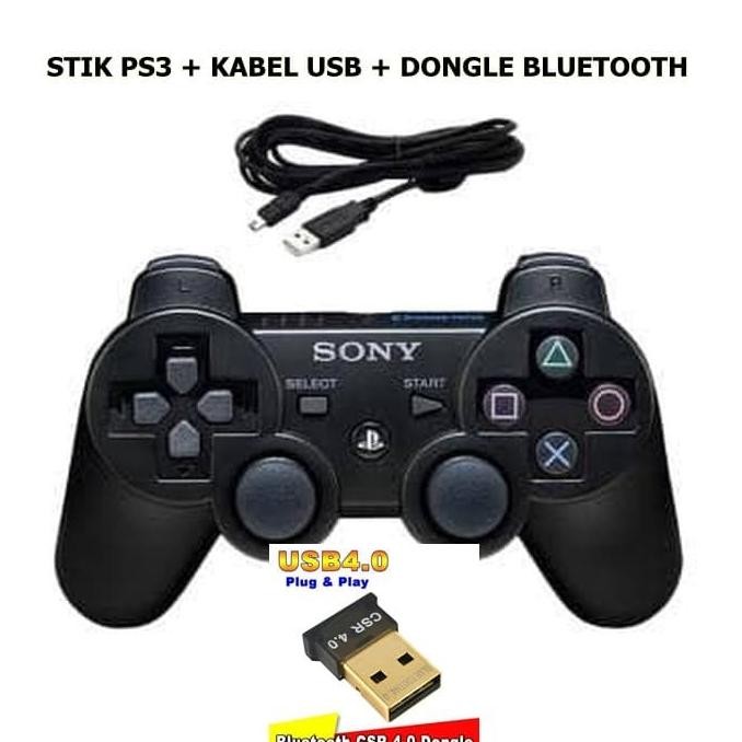Terbaru STIK PS3 ORIGINAL WIRELESS + KABEL USB STIK SONY PS3 CHARGER + DONGLE