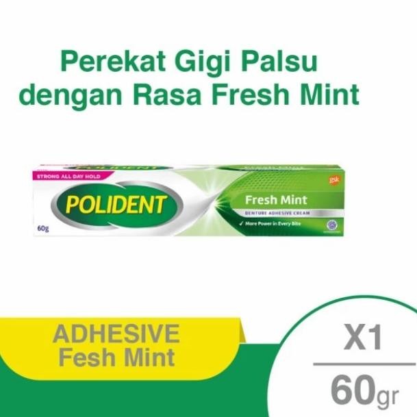 Ready Polident Fresh Mint Perekat Gigi Palsu 60gr Polident Lem Gigi Palsu