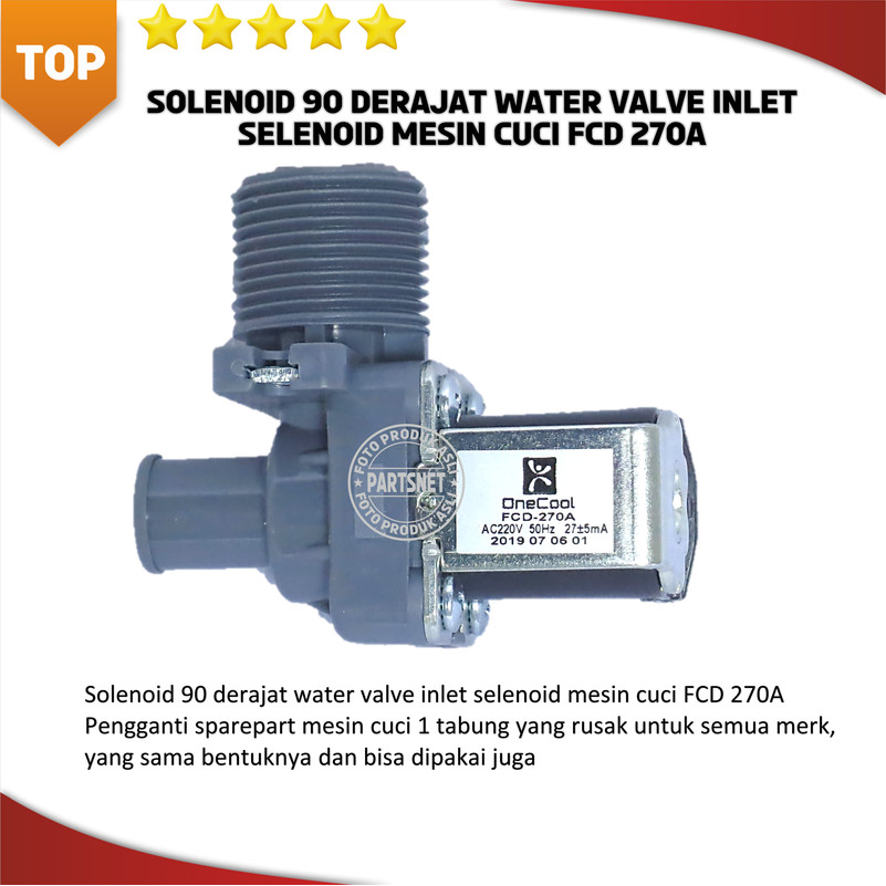 Solenoid 90 derajat water valve inlet selenoid mesin cuci FCD 270A