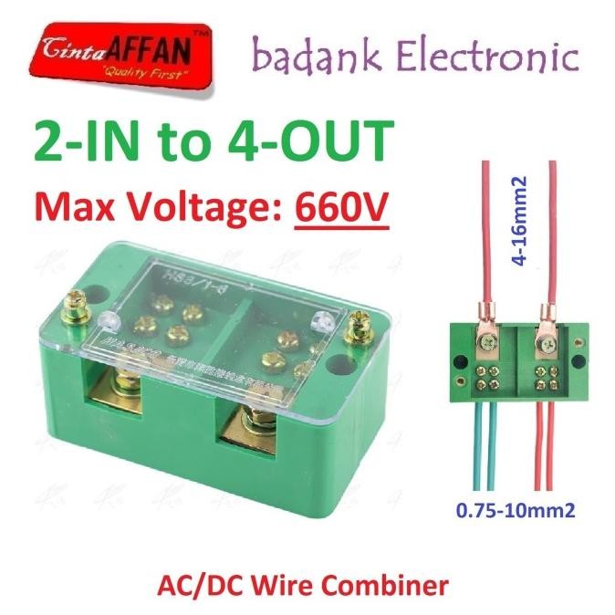 AC/DC Wire Combiner (2-IN to 4-OUT) Junction Box Solar Panel Surya