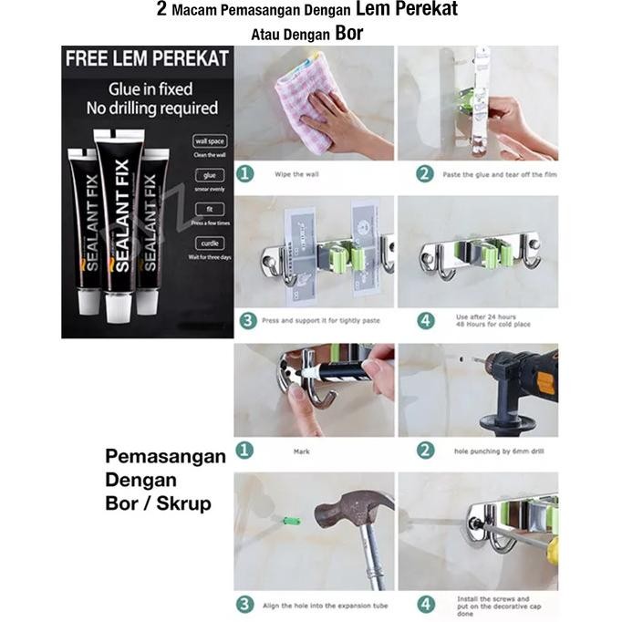 GANTUNGAN PEL SAPU STAINLESS STEEL