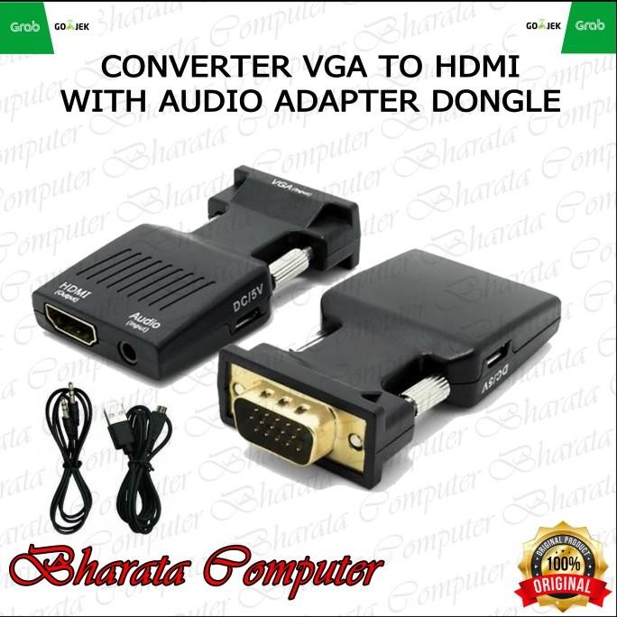 

Diskon! CONVERTER VGA TO HDMI WITH AUDIO ADAPTER DONGLE