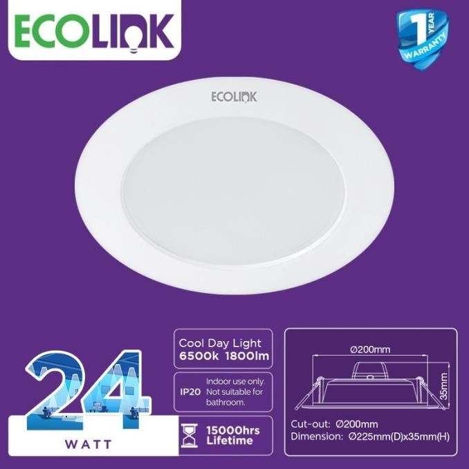 Ready Lampu Downlight Plafon Bulat Led 24 Watt 24Watt 24 W Ecolink Edl190