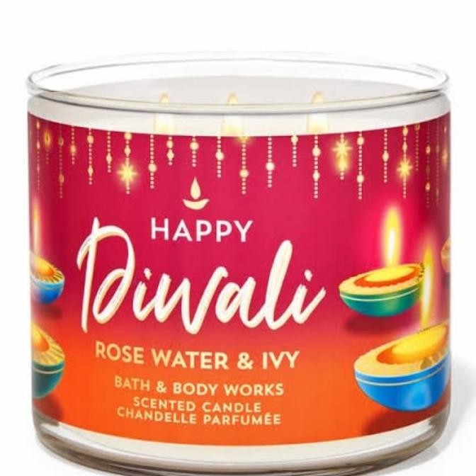 Rose Water & Ivy ( Lilin Aromatherapy / Aromaterapi / 3 - Wick Candle Baru