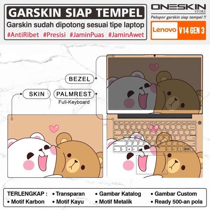 Sale Garskin Sticker Laptop Lenovo V14 G3 Iap Gen 3 Bening Gambar Full Body