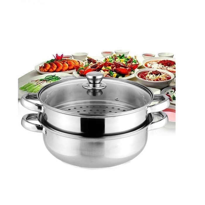 ALBK - PANCI 2 SUSUN PANCI KUKUS 2 SUSUN PANCI STEAMER 2 SUSUN STAINLESS 28 CM KUKUSAN