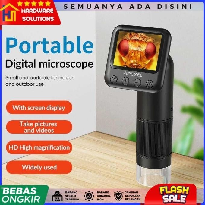 TERMURAH - APEXEL Mikroskop Portable Digital IPS HD Screen Rechargeable 700mAh