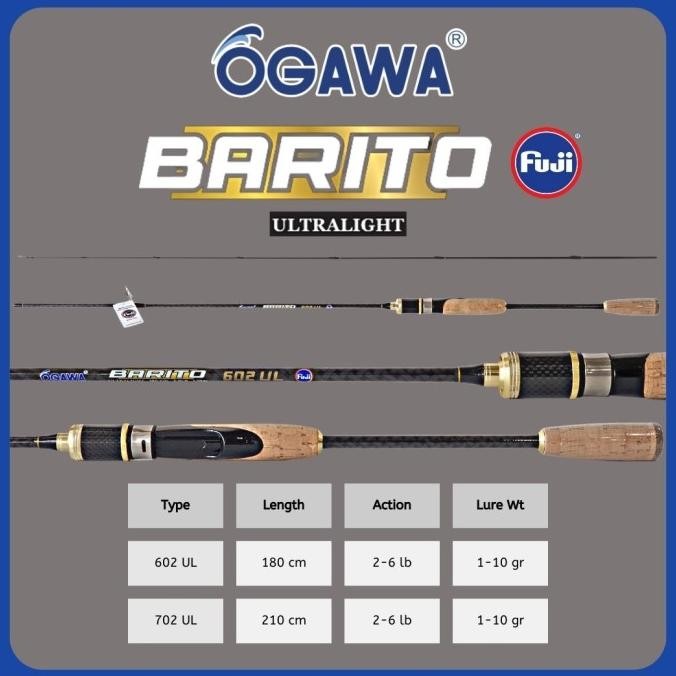 TERBARU - JORAN ULTRALIGHT OGAWA BARITO 602UL 702UL 2-6LB RING FUJI CARBON SOLID