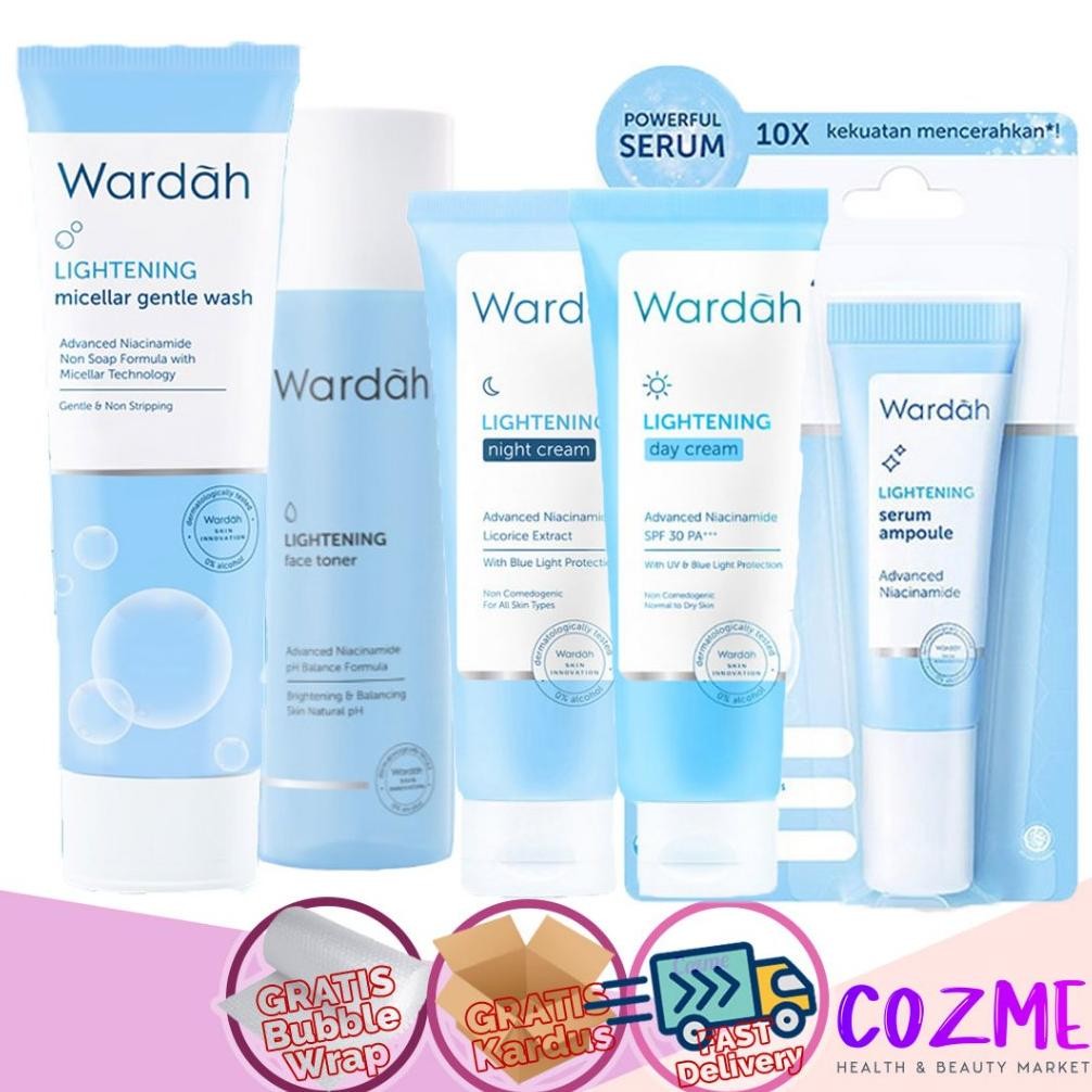 Hrn-813 [5 Pcs] Wardah Paket Lightening Series Micellar Gentle Wash | Serum | Toner | Day Tube | Nig