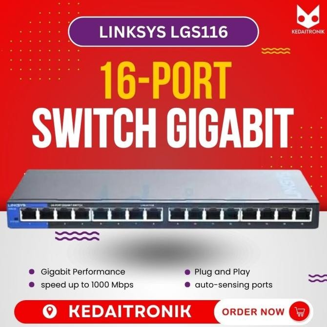 Switch Hub Gigabit LINKSYS LGS-116 Business Desktop LGS 116 16 Port