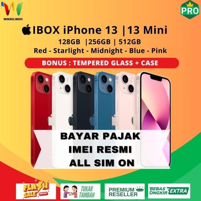 BLUE- IBOX IPHONE 13 | MINI 128GB 256GB 512GB MIDNIGHT PINK BLUE RED RESMI