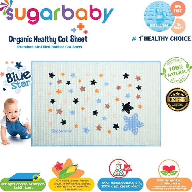 

BLUE- SUGAR BABY ORGANIC HEALTHY COT SHEET (PERLAK ORGANIK) - BLUE STAR