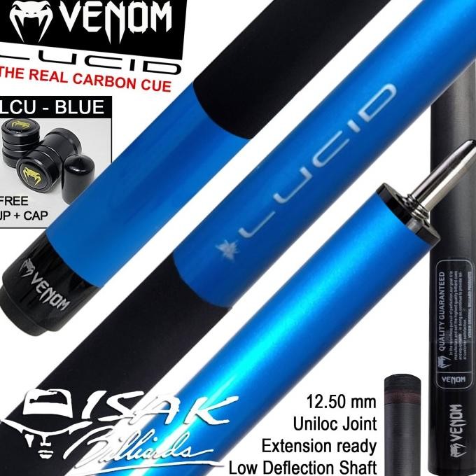 

BLUE- VENOM LUCID CARBON LCU BLUE CUE UNILOC LOW DEFLECTION STICK BILLIARD