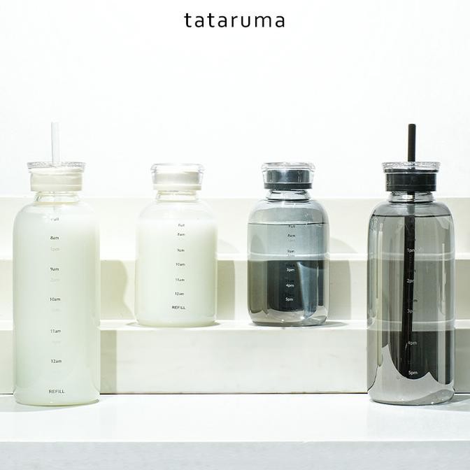 

kagami - botol minum kaca tutup ganda dengan skala waktu anti bocor termurah