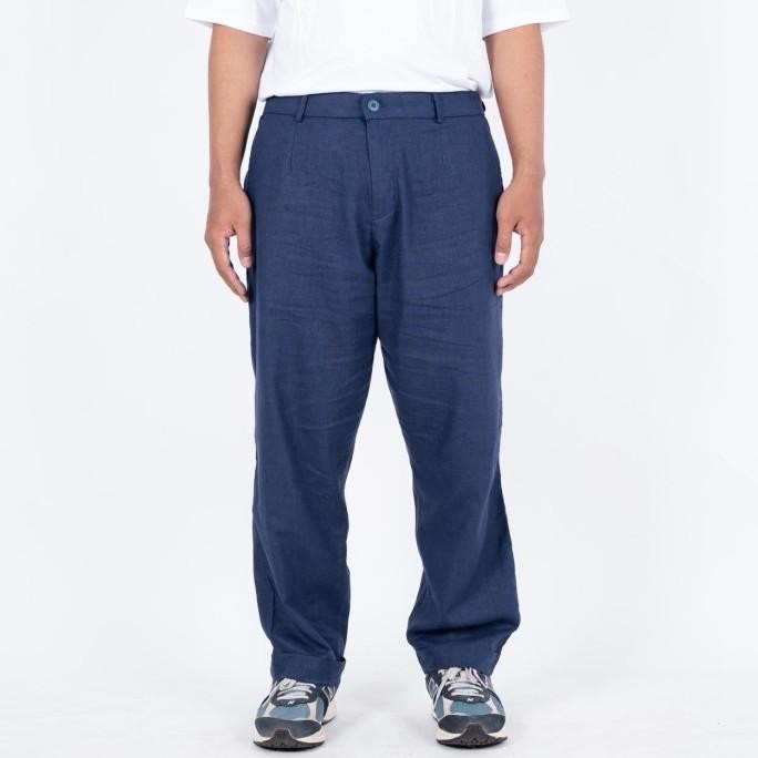 

BLUE- KEPOMP CAZUAL LINEN PANTS NAVY BLUE PREMIUM QUALITY