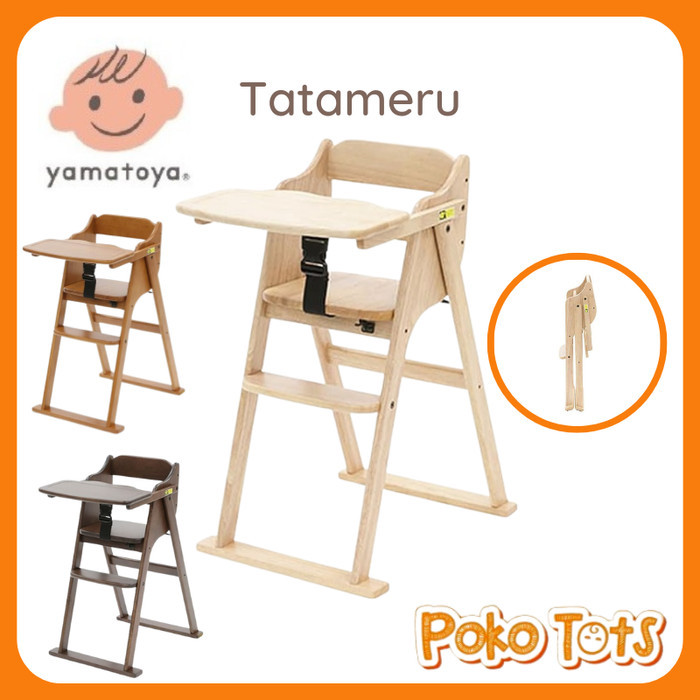 Yamatoya Tatameru Plus Table Kursi Makan Anak Kayu Baby High Chair