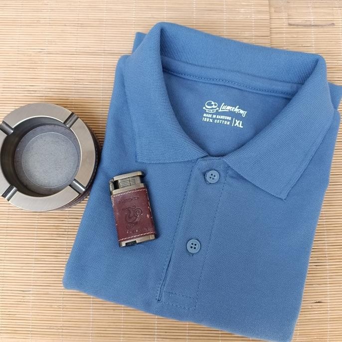 

BLUE- KAOS KERAH POLO SHIRT COTTON CVC PIQUE KNIT 24S STEEL BLUE