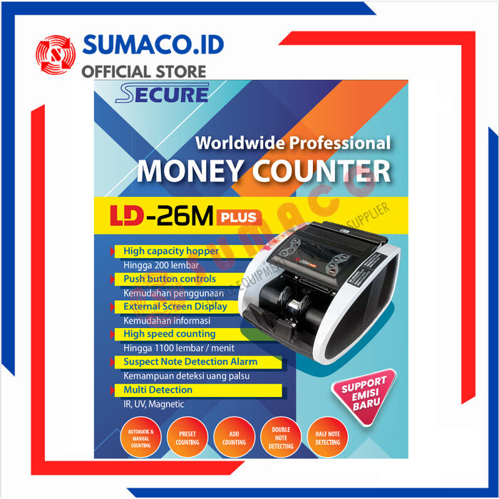 

BEBAS ONGKIR - Mesin Hitung Uang - Secure LD-26 M PLUS EMISI BARU (GARANSI RESMI)