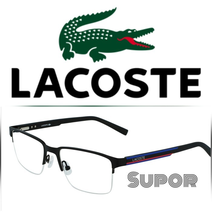 HF51 Frame kacamata minus Pria LACOSTE Sport original Half Frame U/ Minus Progresif stainless steel