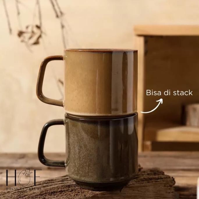 SUTO Gelas Keramik Estetik Cangkir Keramik Polos Mug Kopi Keramik GM