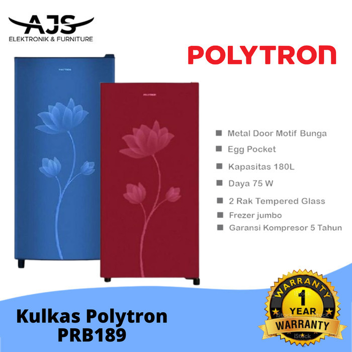 KULKAS 1 PINTU POLYTRON PRB 159 MOTIF GARANSI RESMI