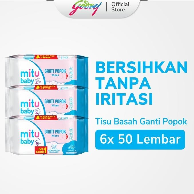 

BLUE- MITU BABY TISU BASAH GANTI POPOK BLUE 50S BUY 1 GET 1 FREE ISI 3