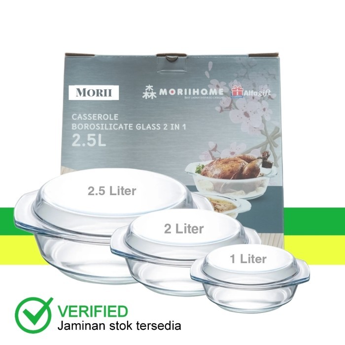 MORII WADAH SAJI 2 IN 1 BOROSILICATE CASSEROLE GLASS