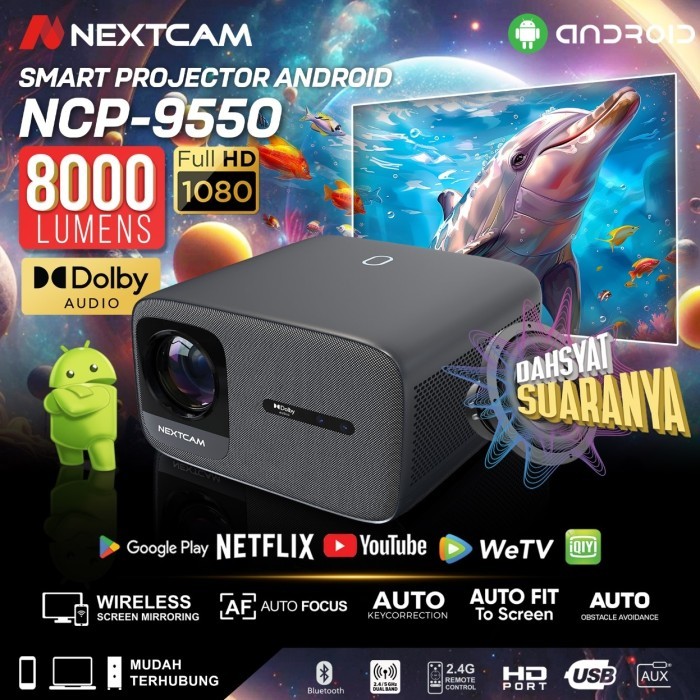 Proyektor android NCP-9550 XBS smart projector dolby 8000lumens 1080HD