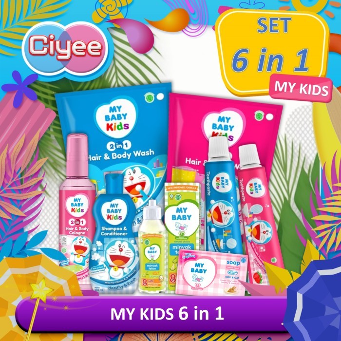 PRODUK TERBATAS Paket My Baby KIDS Pack Set 6 in 1 - My Kids Cologne - Odol Anak - Hair & Body Wash