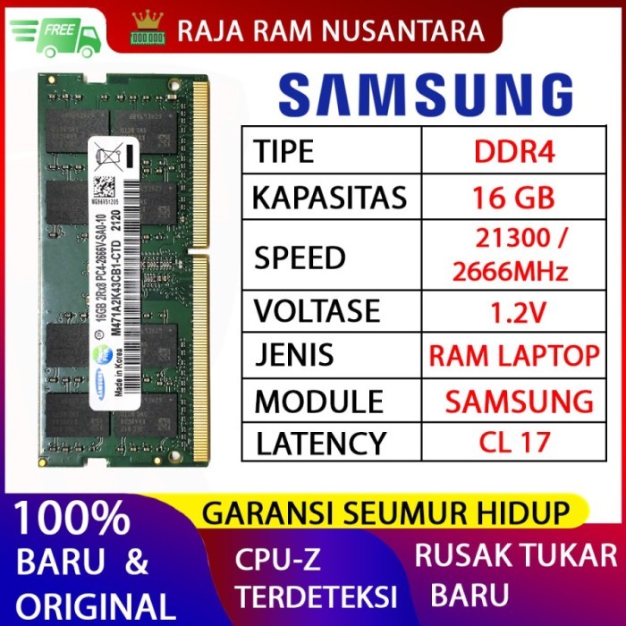 RAM LAPTOP SAMSUNG DDR4 16GB 2666 MHz 21300 ORI GAMING RAM DDR4 16GB