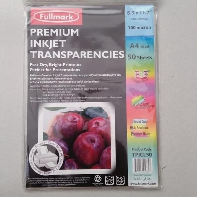 

Fullmark Premium Inkjet Paper Transparencies A4