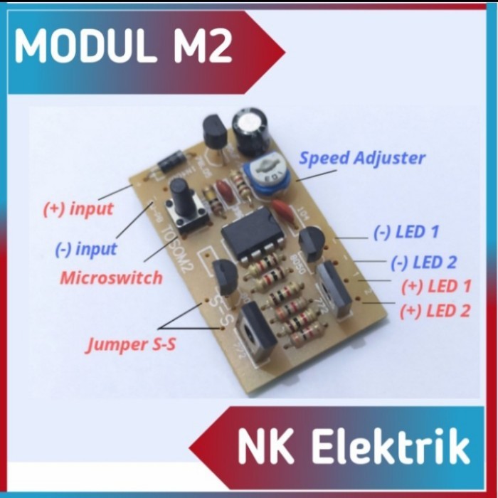 MODUL LAMPU LED KIT M2 2 JALUR 6 MODE NYALA STROBO DC 12V