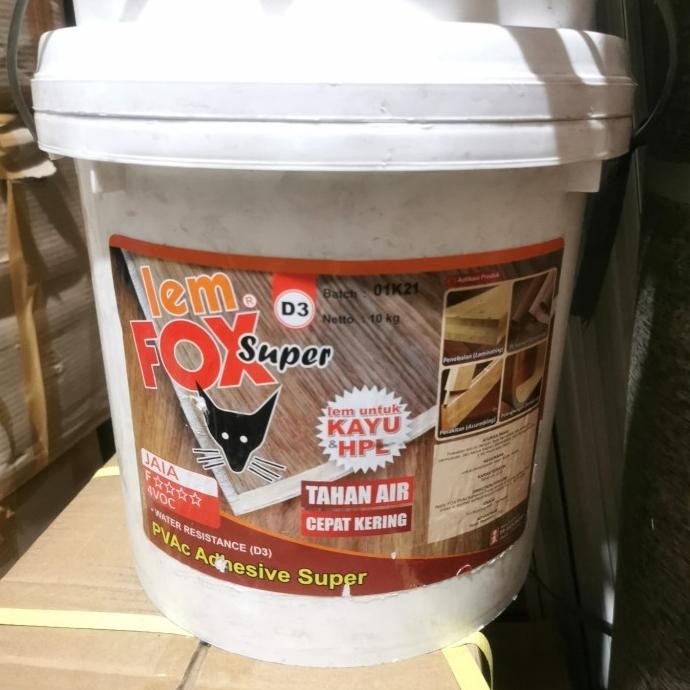 Terbaru Lem fox putih d3 waterproof 10kg lem tahan air lem HPL sheet pvc kayu
