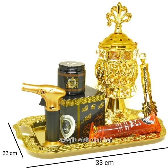 Paket Bukhur Mabkhara Kristal Nampan Gold Capitan Permata Set Pengharum Ruangan