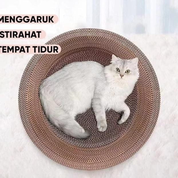 Badgecat Scratcher Box Cakar El Bulat Untuk Kucing - Garukan Kucing Cat Scratcher | Cakaran Kucing |