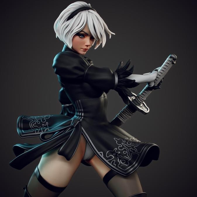 Tersedia 2B Nier Automata Katana Fan Art Resin Kit Figure