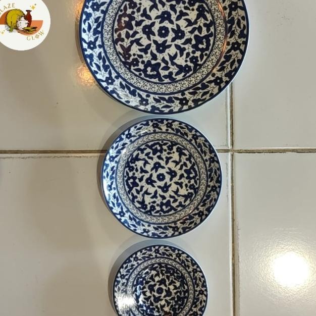 Set Walldecor Blue Sakura Piring Kerak Hiasan Dinding +Kawat Gantung