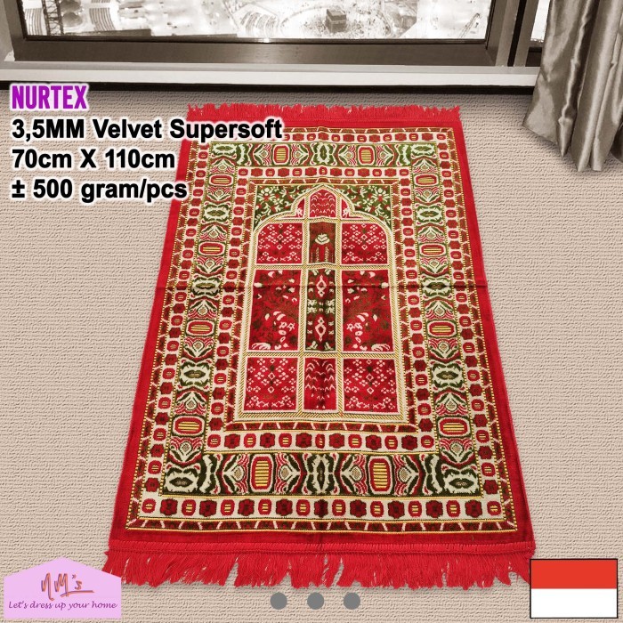READY Nurtex sajadah sejadah beludru bulu supersoft turki turkey 70x110 - MerahMotifAcak XB272