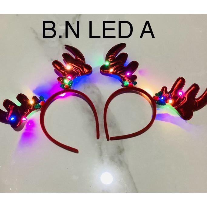 Lusinan Bando Natal Rusa Led 4Motif,12Pcs Bando Natal Kelap Kelip Rusa