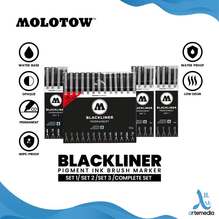 

Molotow Blackliner Drawing Pen Set Pigment Ink Pulpen Gambar Manga