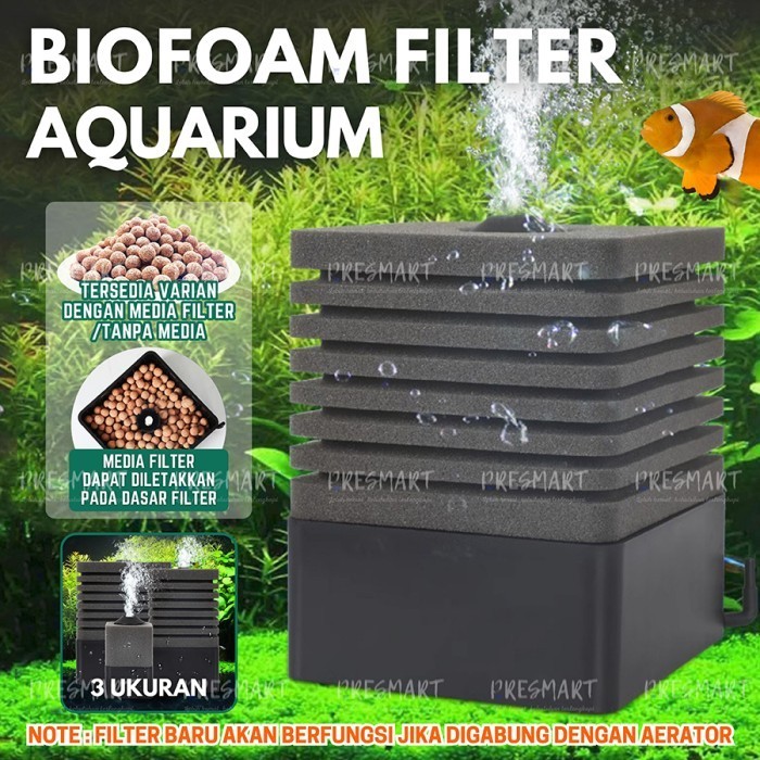 Biofoam Filter 2 in 1 Aquarium Sponge Biofoam Aerator Akuarium Air