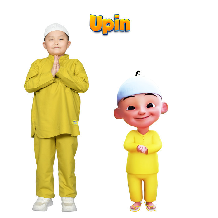 Baju Koko Anak baju koko upin ipin series koko anak laki laki lengan panjang anak usia 1-10 tahun - 