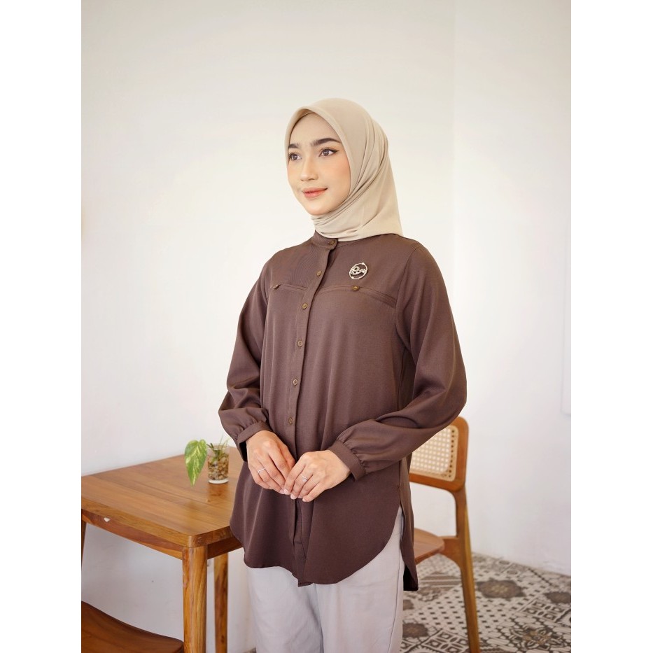 [BISA BAYAR DITEMPAT] Ederra Tissa Blouse / Atasan Wanita - Deep Mahogany, Reguler XD138