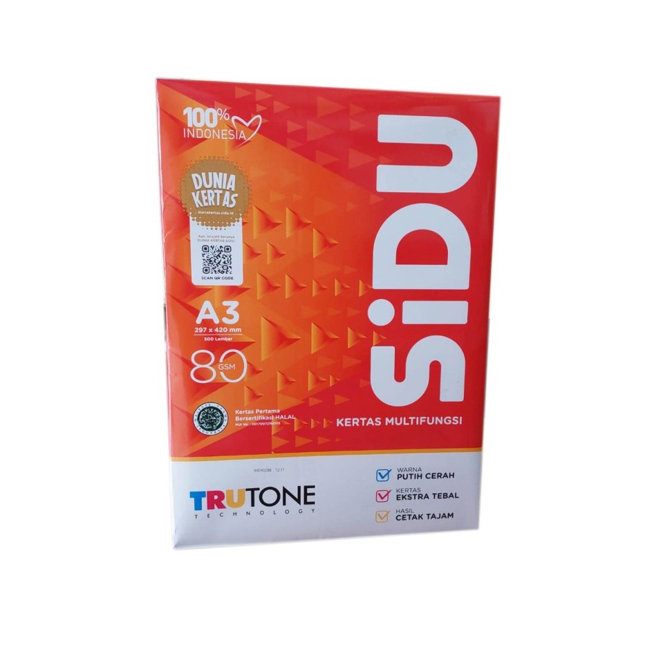Kertas HVS A3 80 Gsm SIDU 1 Rim (500 Lembar)