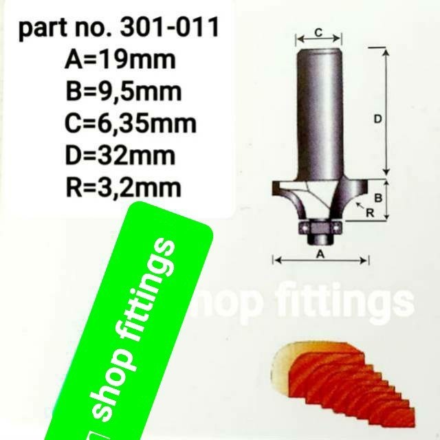 Mata Router Profil Edging HPL R 3 mm Bulat Round Over Bit benz 301 011