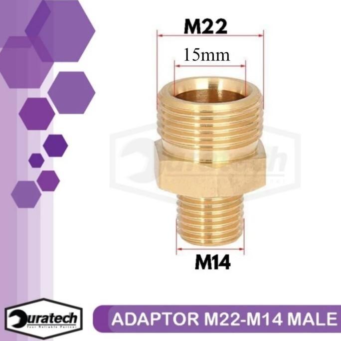 Diskon Adaptor M22 ke M14 male adapter nepel penyambung selang jet cleaner